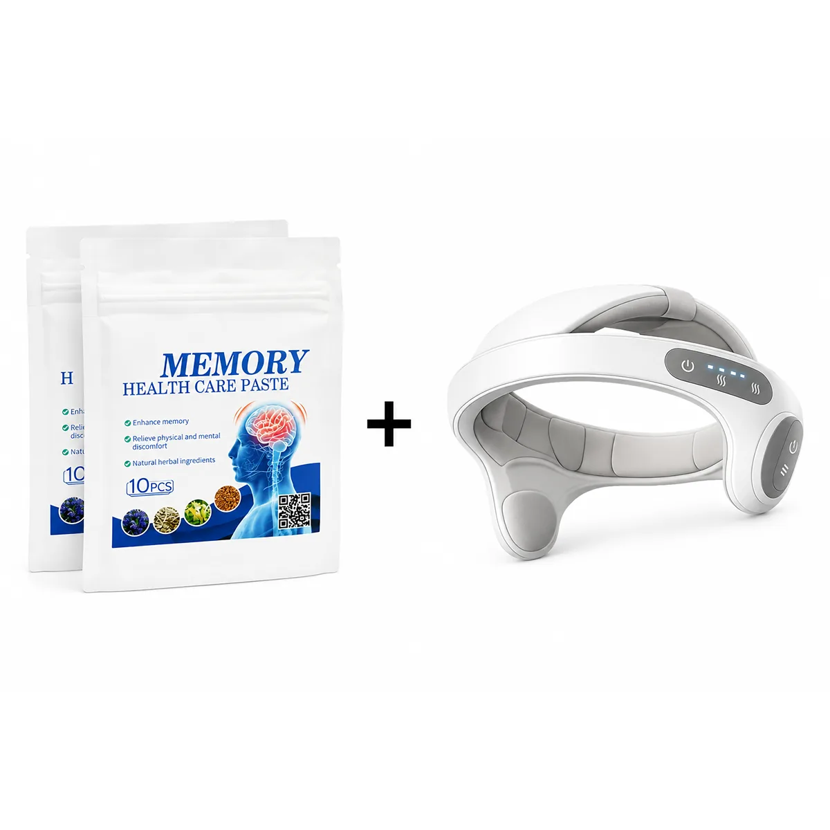The Alderway Kit — Memory Health Care patches plus a white scalp massager instrument